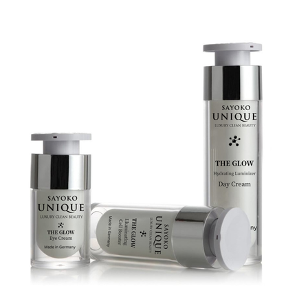 Hautpflege Set THE GLOW Ritual mit Augencreme und Feuchtigkeitscreme, ideal für schnelles Beauty-Ritual.