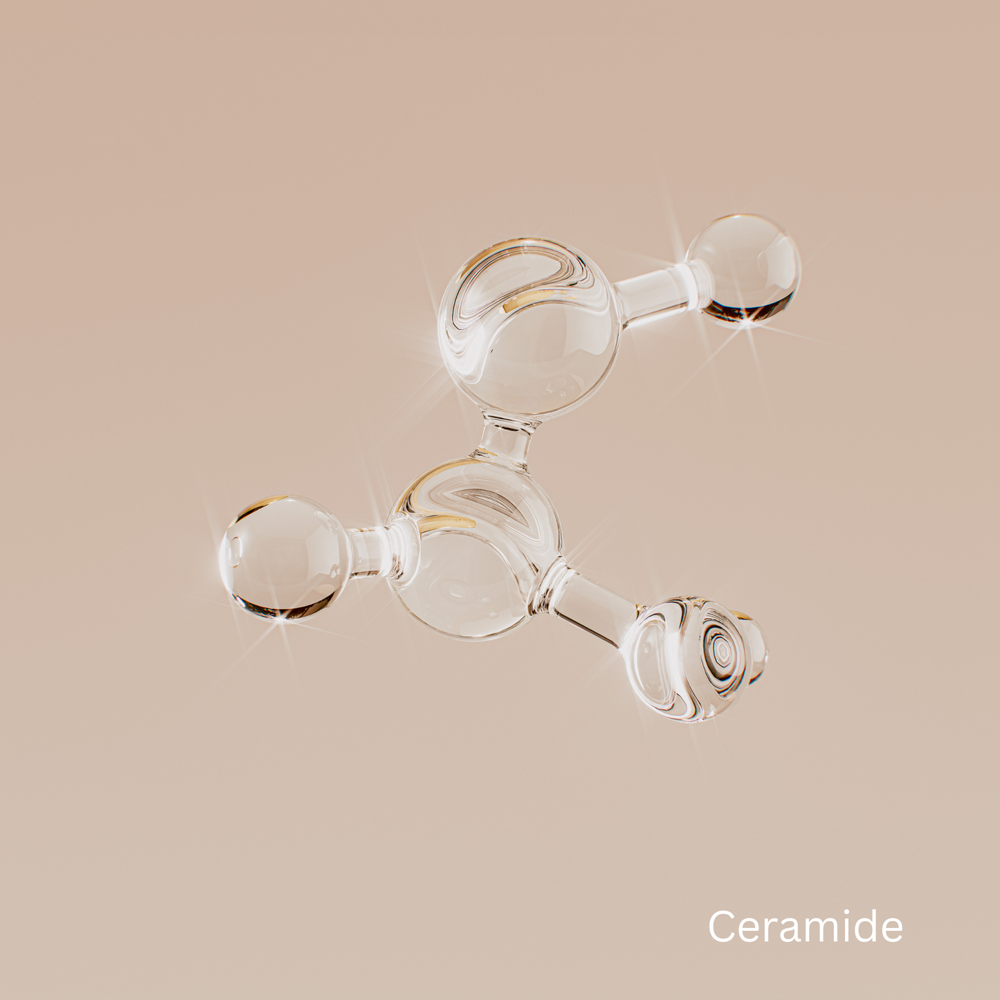 Feuchtigkeitscreme mit Ceramiden - Transparente Molekülstruktur für Hautschutz und Feuchtigkeit.