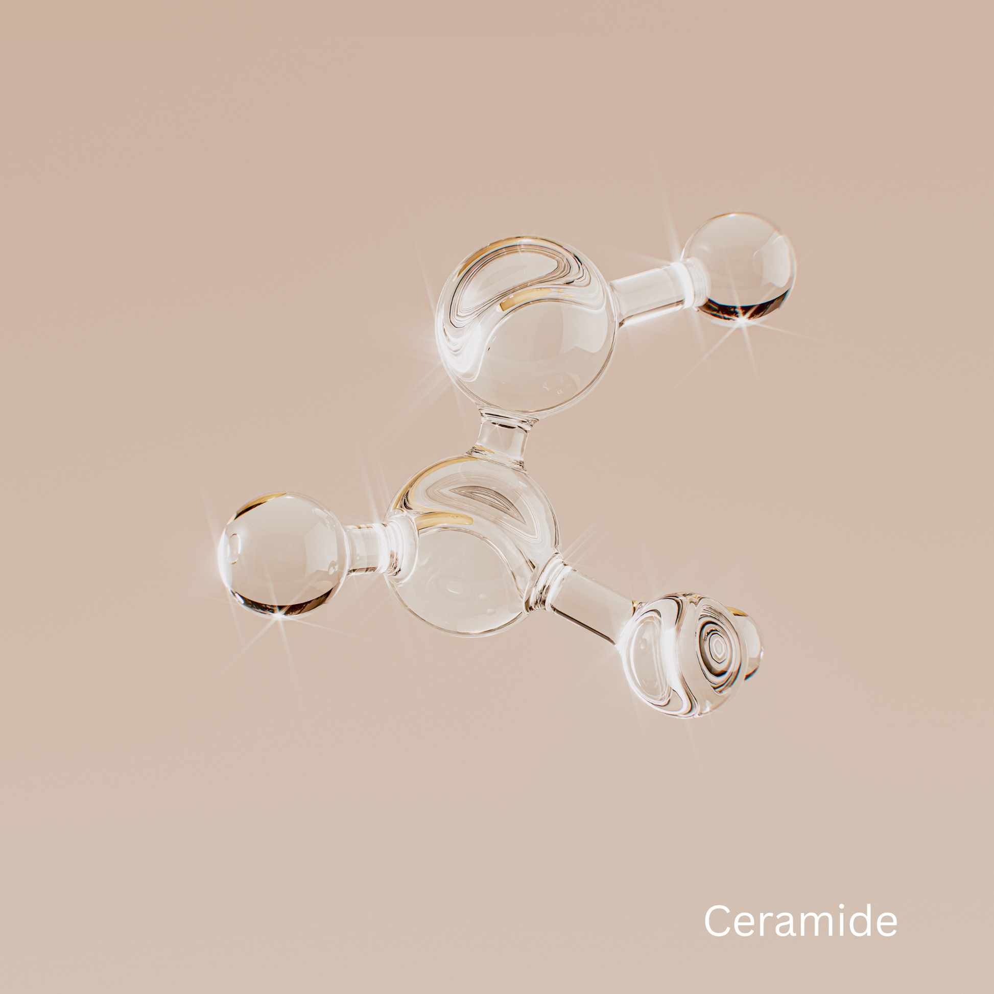 Feuchtigkeitscreme mit Ceramiden - Transparente Molekülstruktur für Hautschutz und Feuchtigkeit.