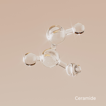 Feuchtigkeitscreme mit Ceramiden - Transparente Molekülstruktur für Hautschutz und Feuchtigkeit.